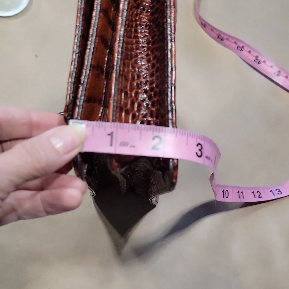 Brahmin's Genuine Leather Pecan Signature Crocodile Embossed Leather Handbag